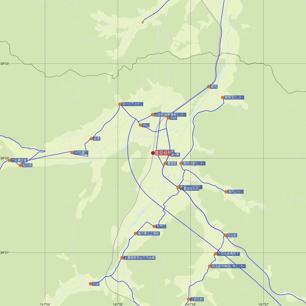 豊間根駅（三陸鉄道）周辺のバス路線図