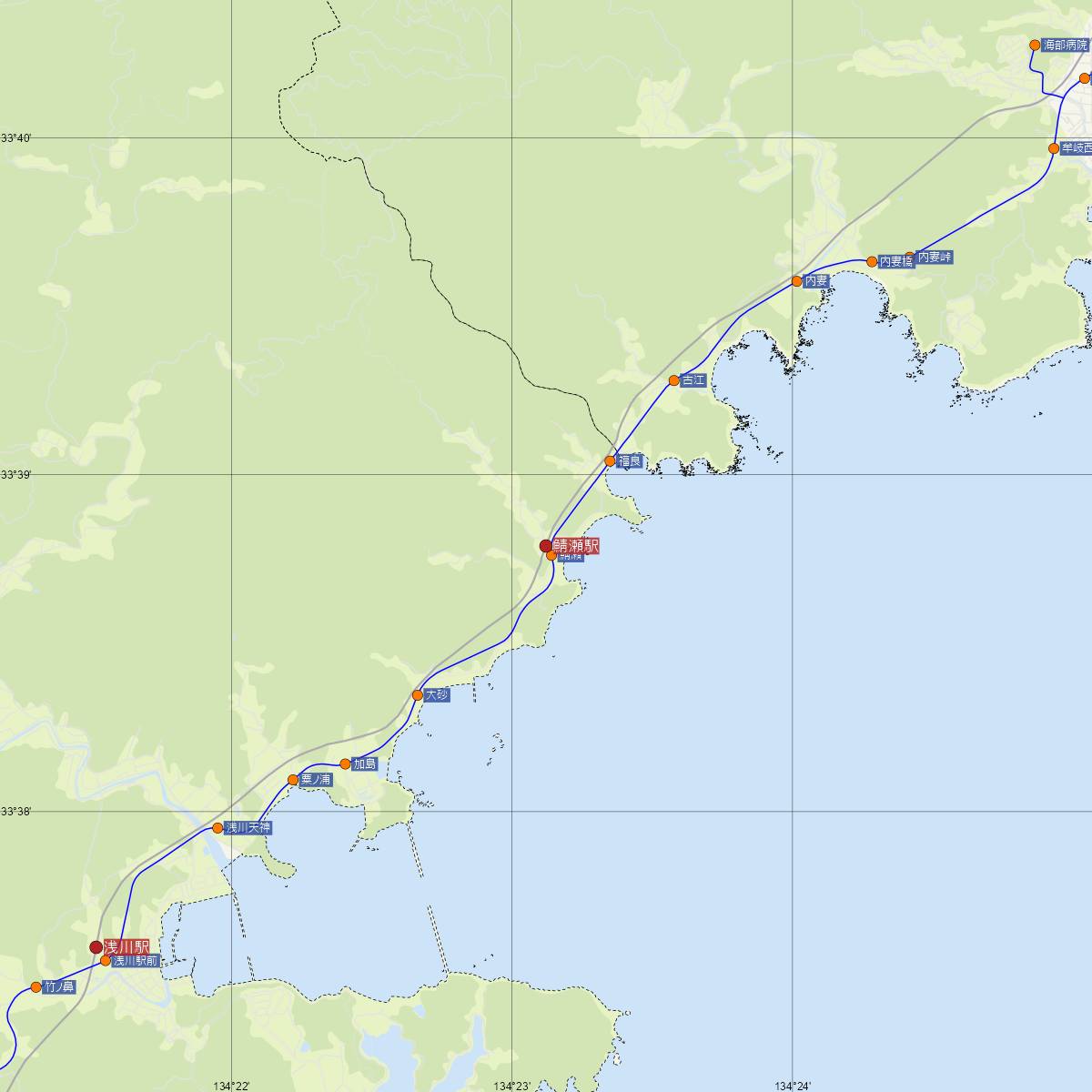 鯖瀬駅（JR四国）周辺のバス路線図