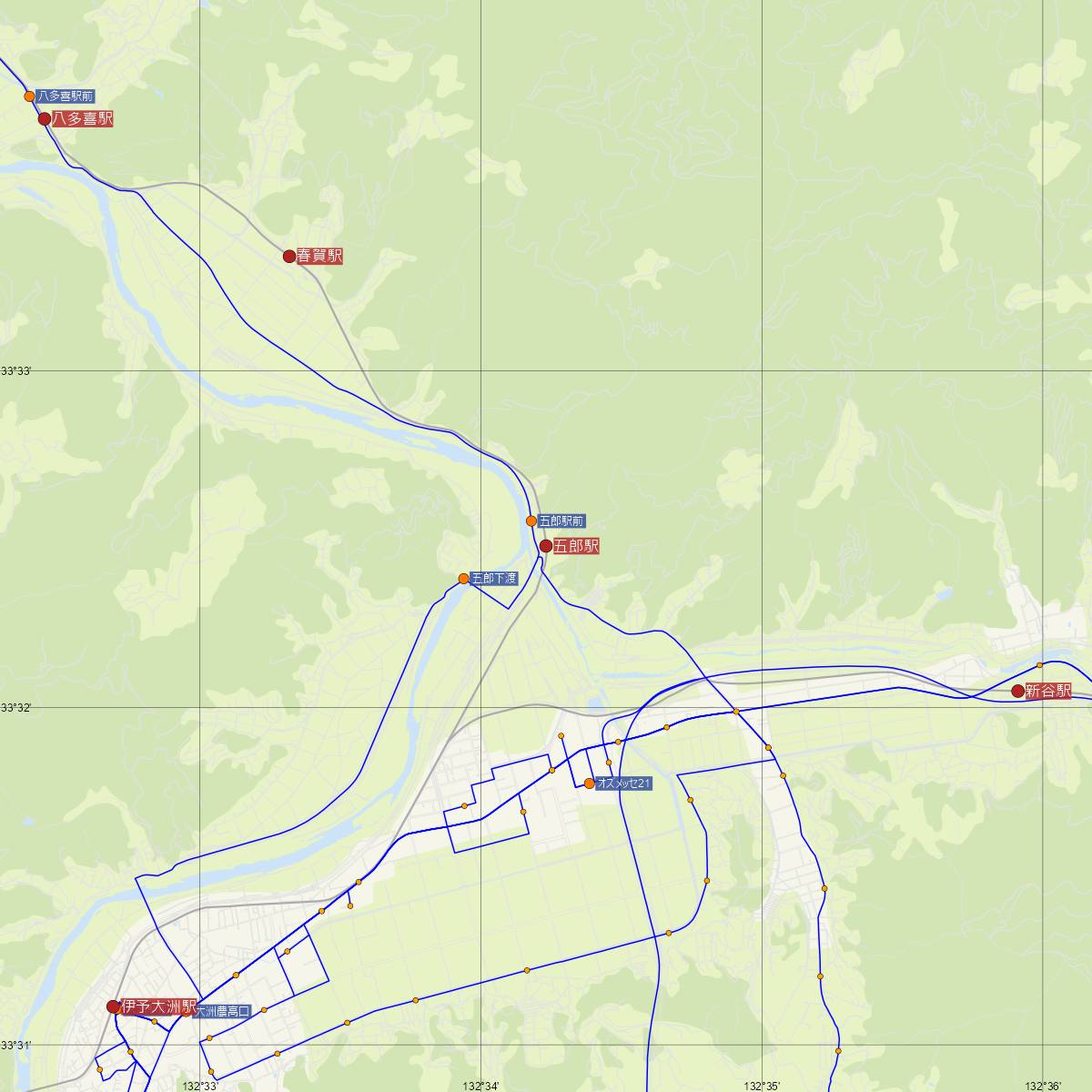 五郎駅（JR四国）周辺のバス路線図