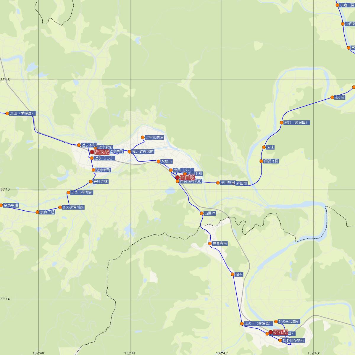 出目駅（JR四国）周辺のバス路線図