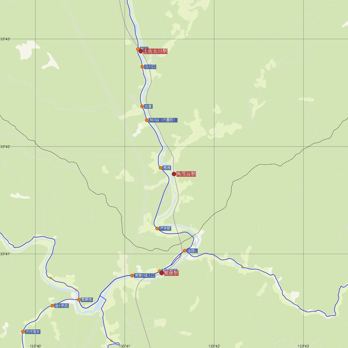 角茂谷駅（JR四国）周辺のバス路線図