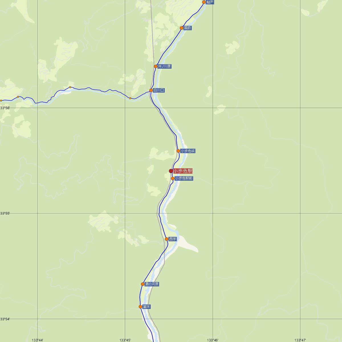 小歩危駅（JR四国）周辺のバス路線図