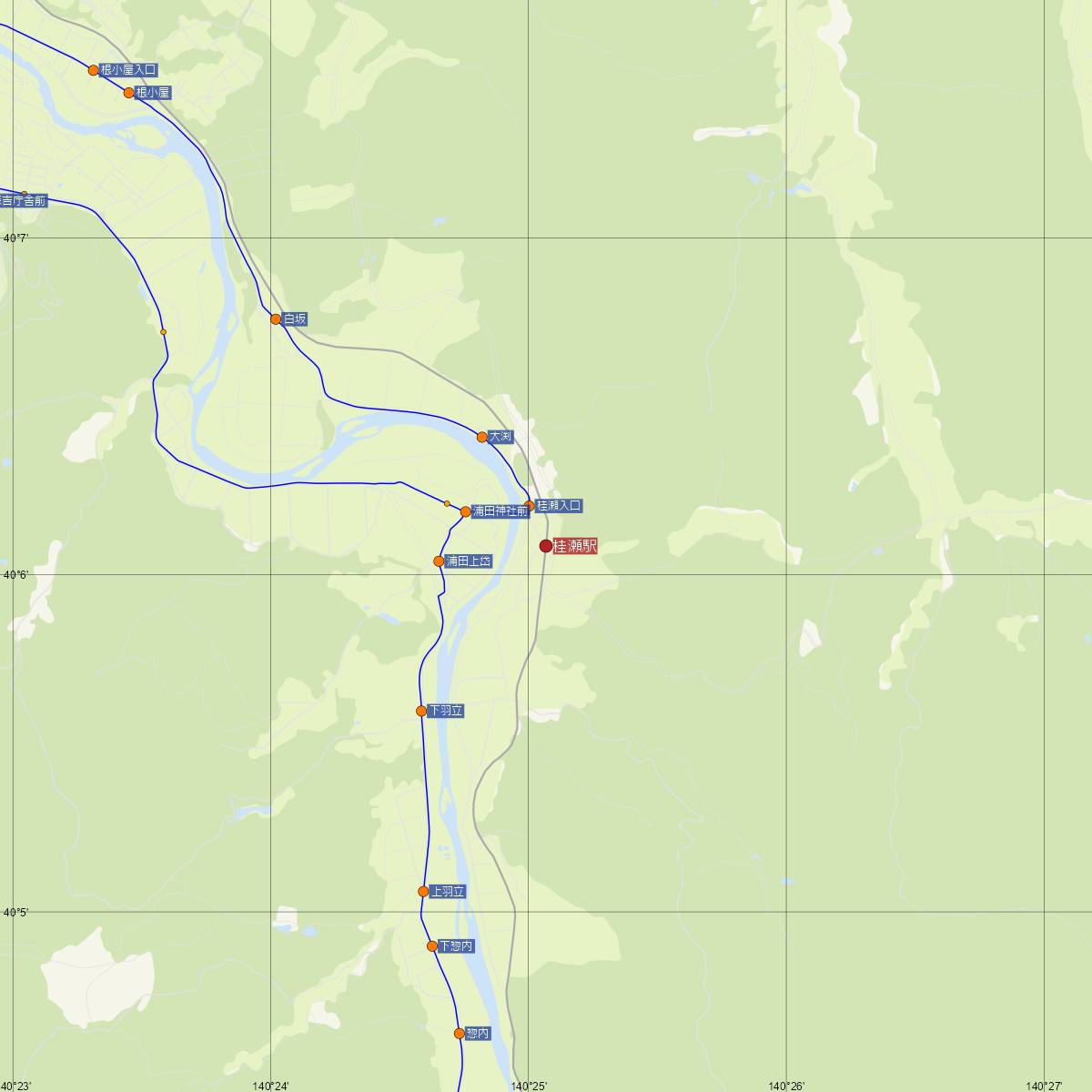 桂瀬駅（秋田内陸線）周辺のバス路線図