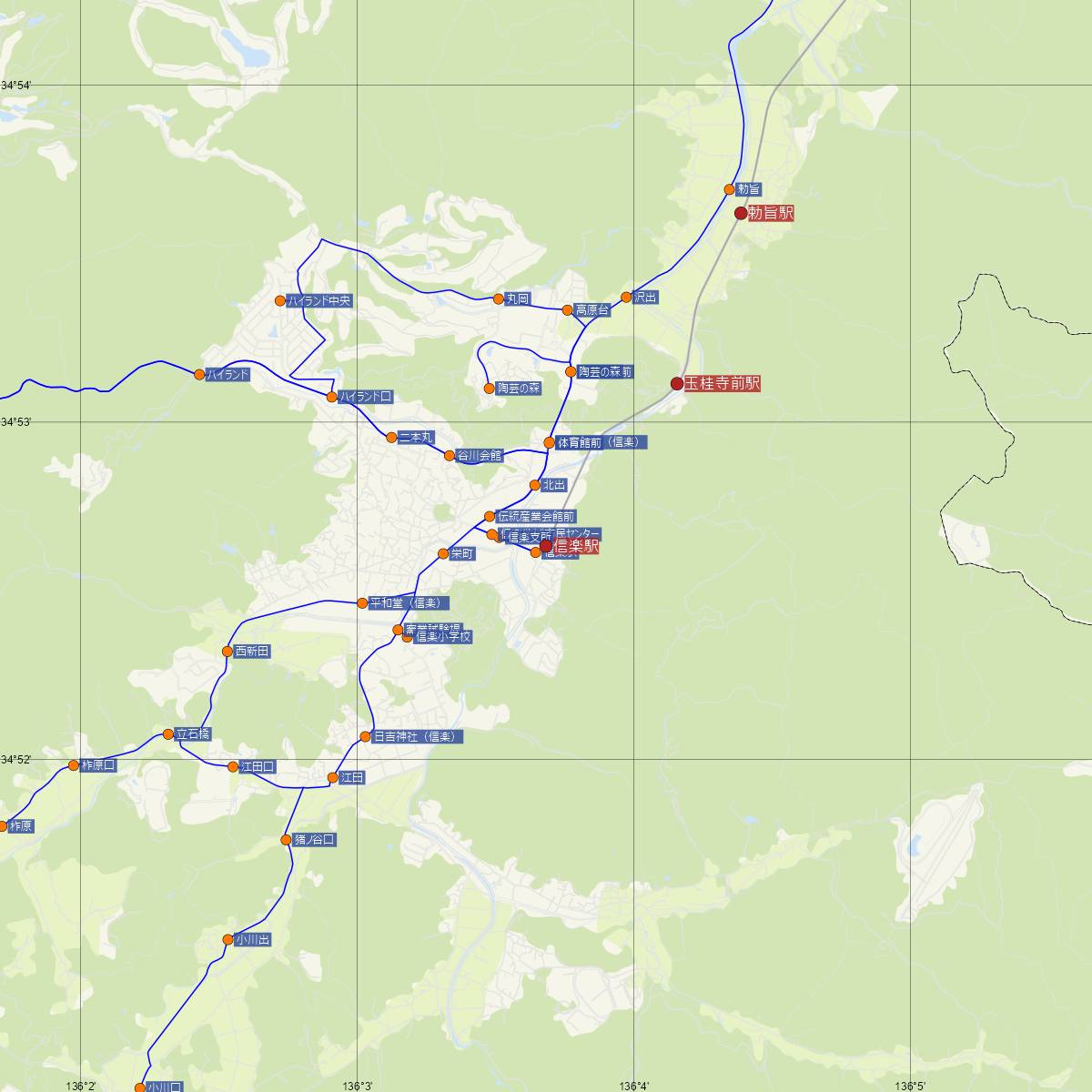 信楽駅（信楽線）周辺のバス路線図