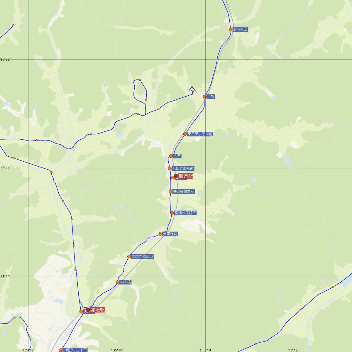 梅迫駅（JR西日本）周辺のバス路線図