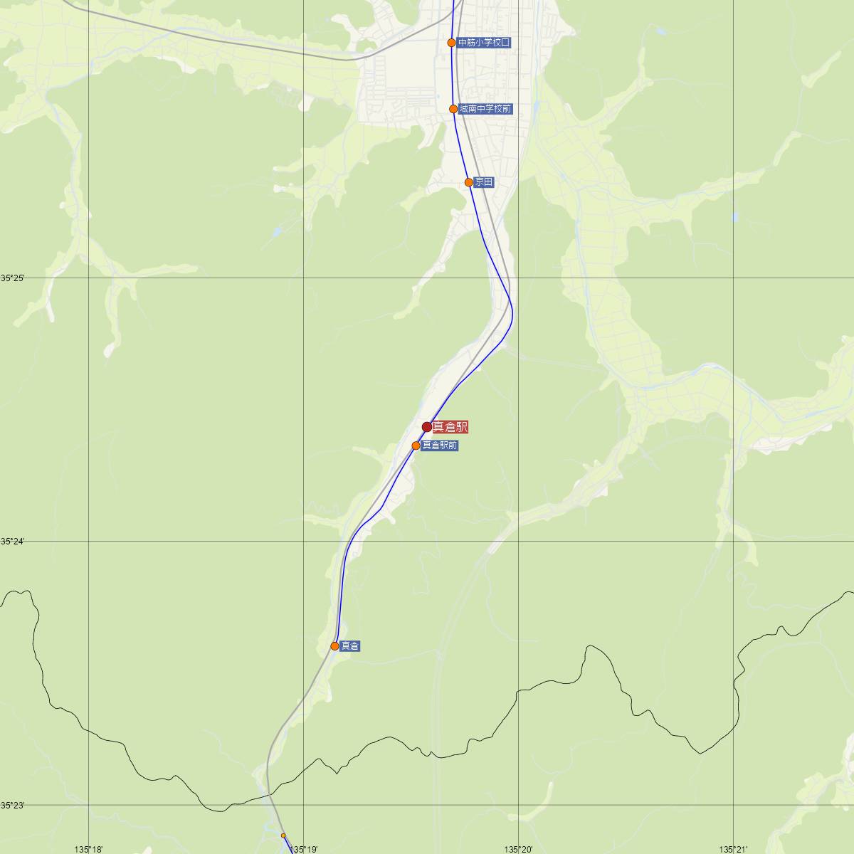 真倉駅（JR西日本）周辺のバス路線図