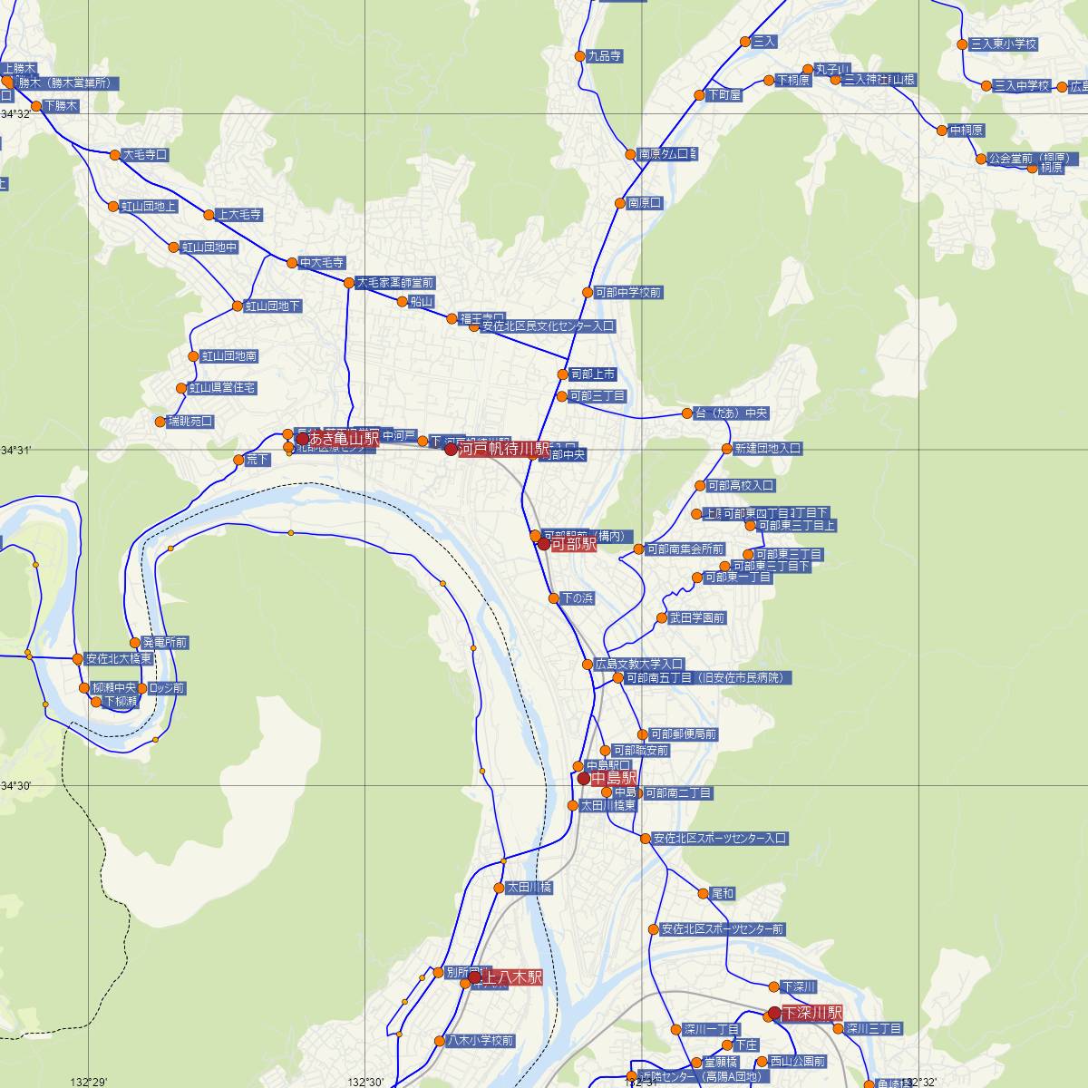 可部駅（JR西日本）周辺のバス路線図