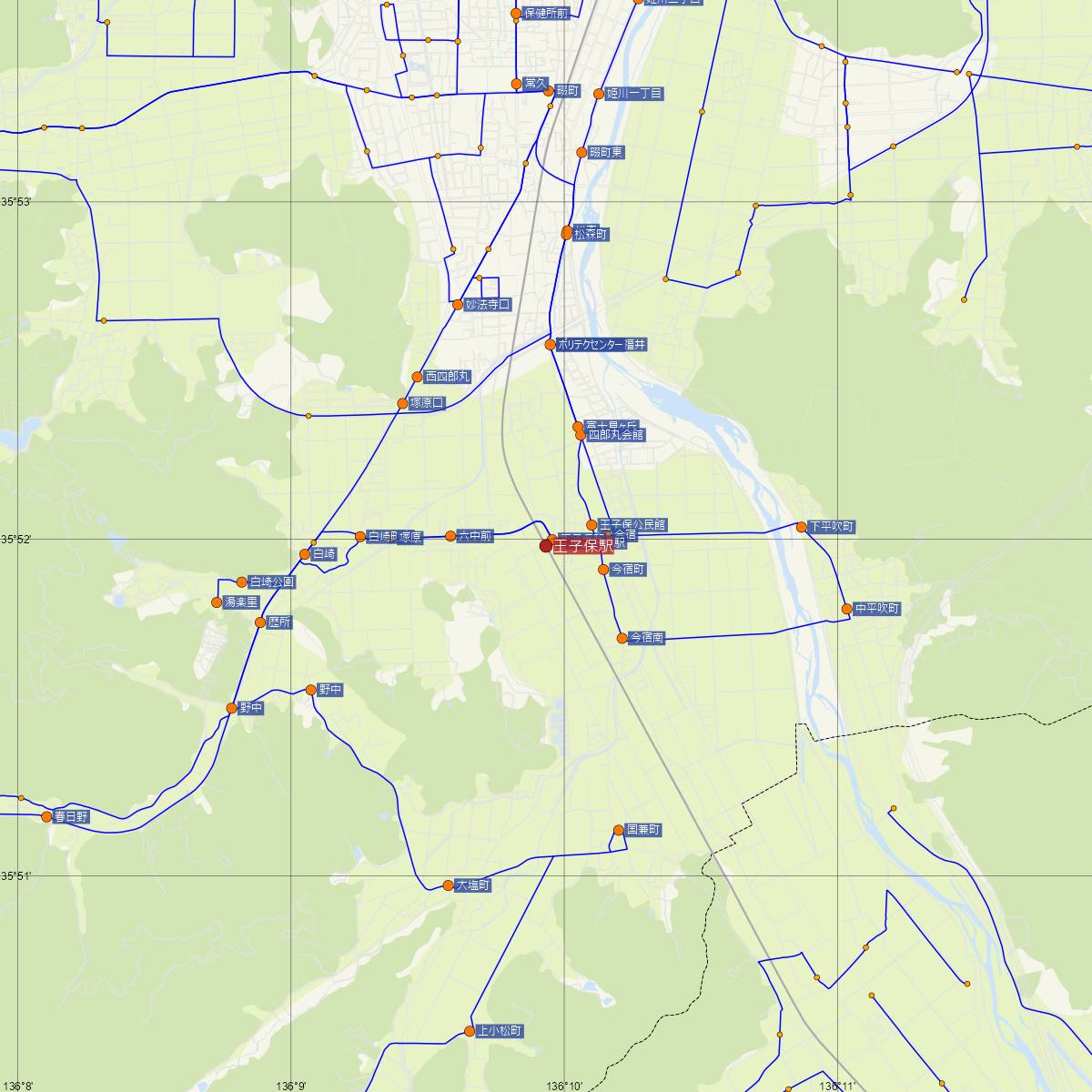 王子保駅（JR西日本）周辺のバス路線図