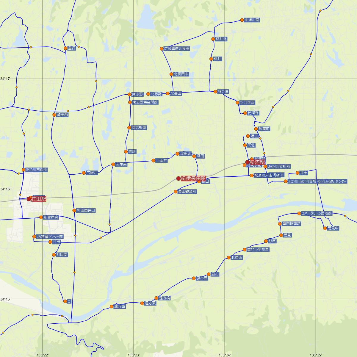 紀伊長田駅（JR西日本）周辺のバス路線図