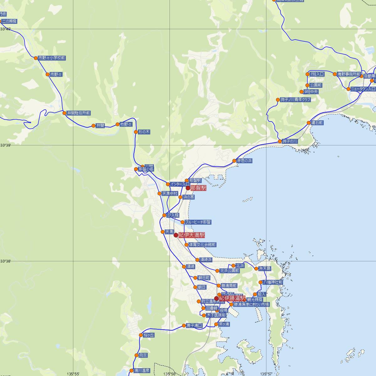 那智駅（JR西日本）周辺のバス路線図