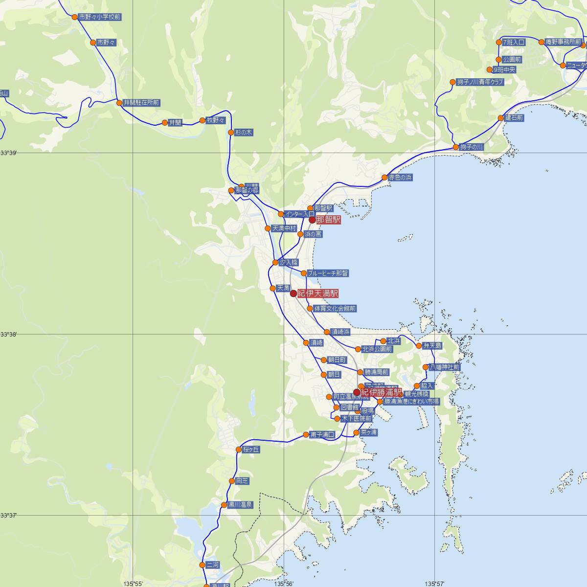 紀伊天満駅（JR西日本）周辺のバス路線図