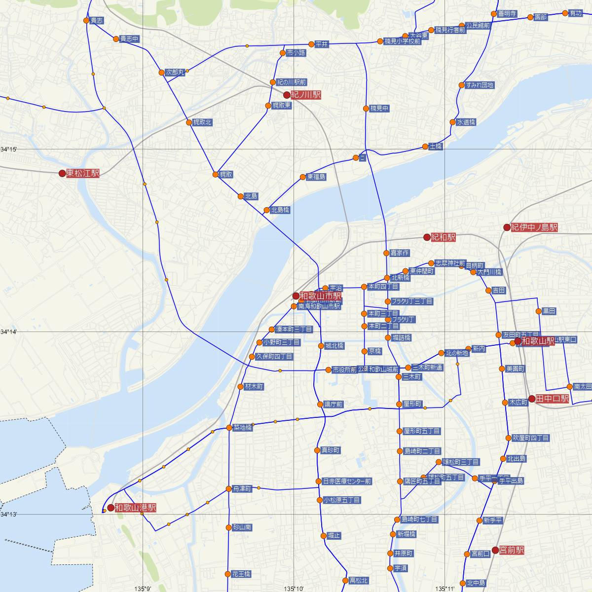 和歌山市駅（JR西日本）周辺のバス路線図