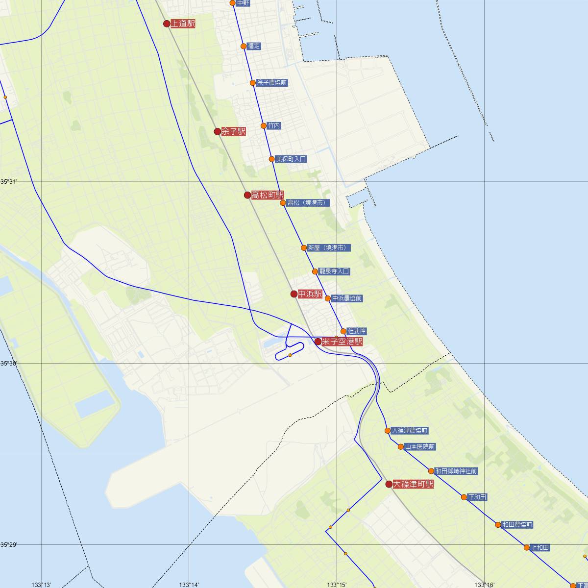 中浜駅（JR西日本）周辺のバス路線図