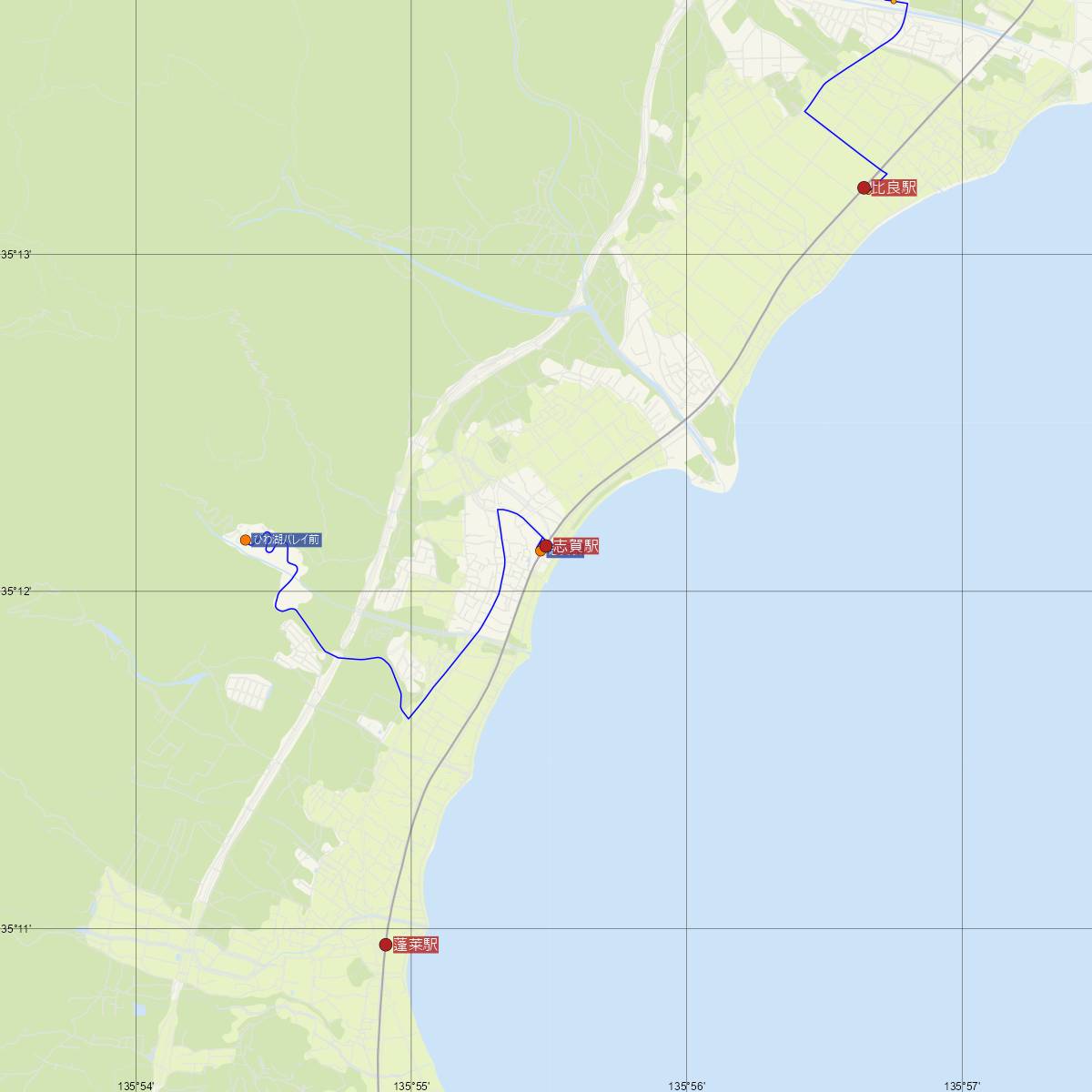 志賀駅（JR西日本）周辺のバス路線図