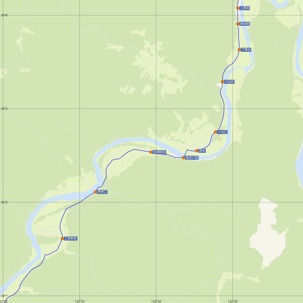 石見簗瀬駅（JR西日本）周辺のバス路線図