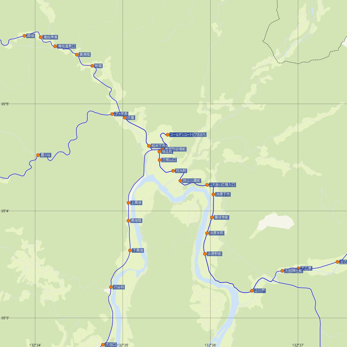 粕淵駅（JR西日本）周辺のバス路線図