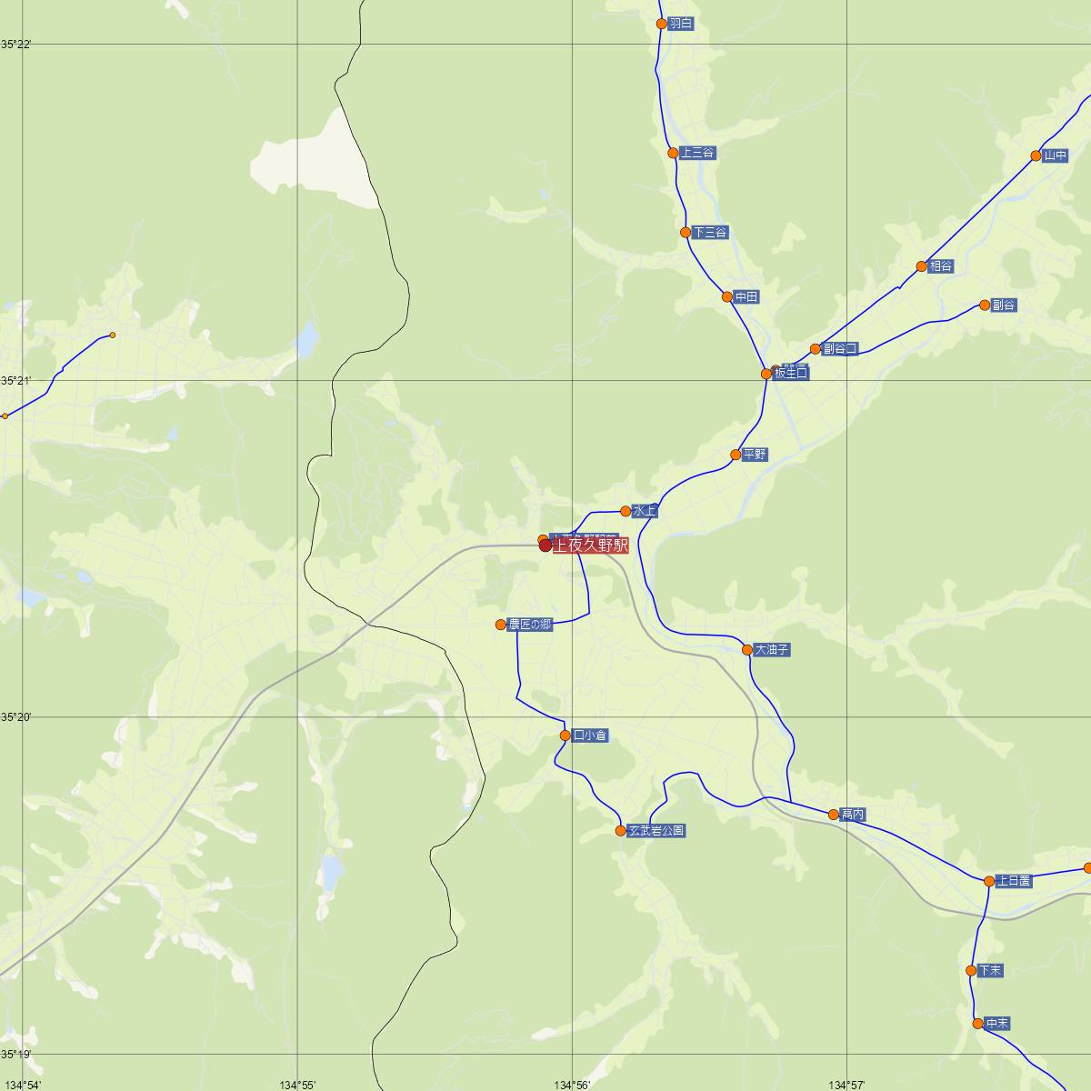 上夜久野駅（JR西日本）周辺のバス路線図