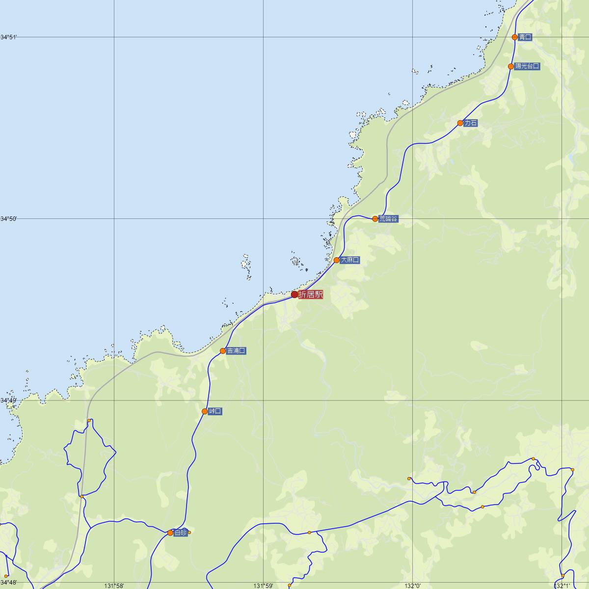 折居駅（JR西日本）周辺のバス路線図