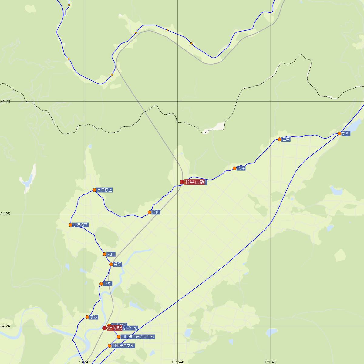 船平山駅（JR西日本）周辺のバス路線図