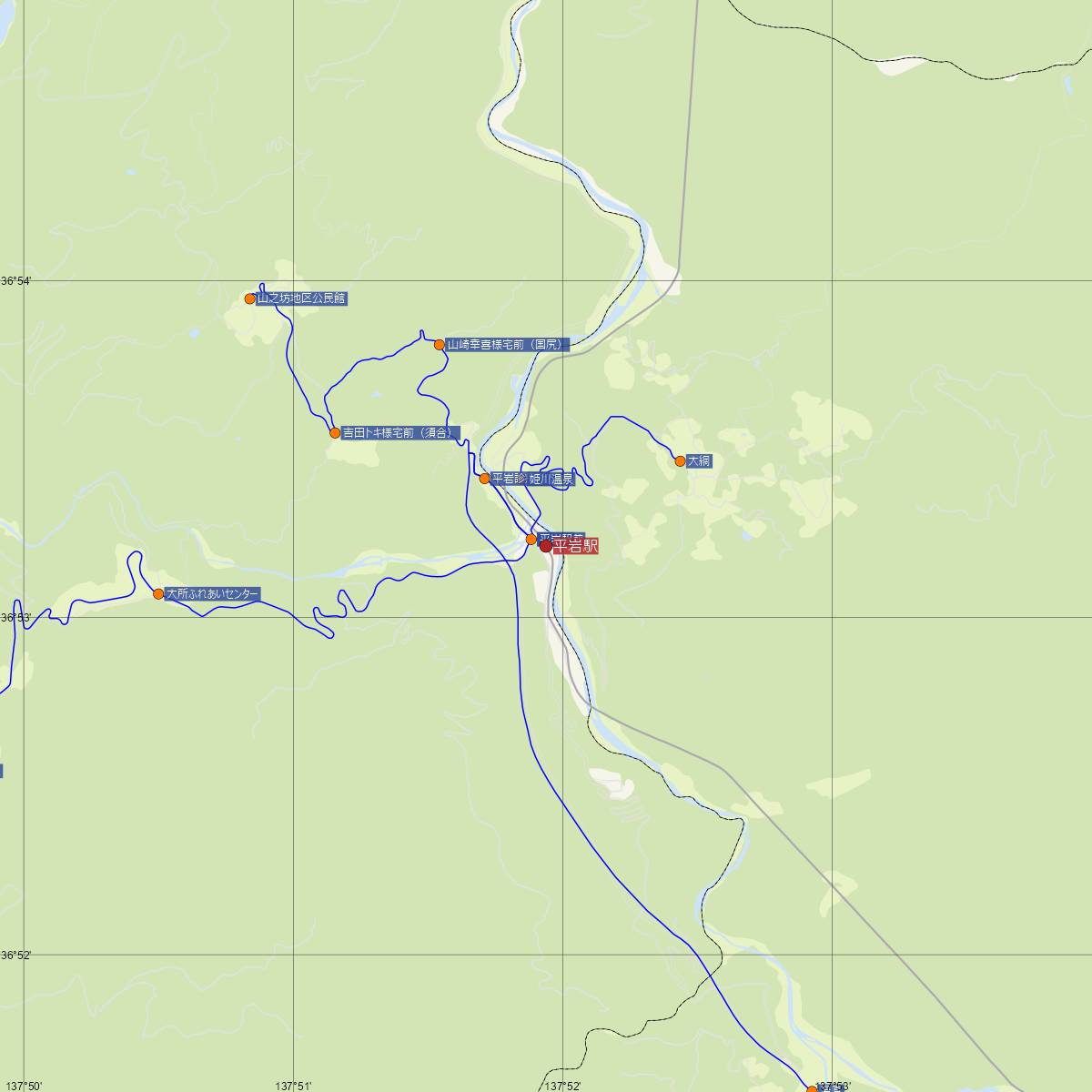 平岩駅（JR西日本）周辺のバス路線図