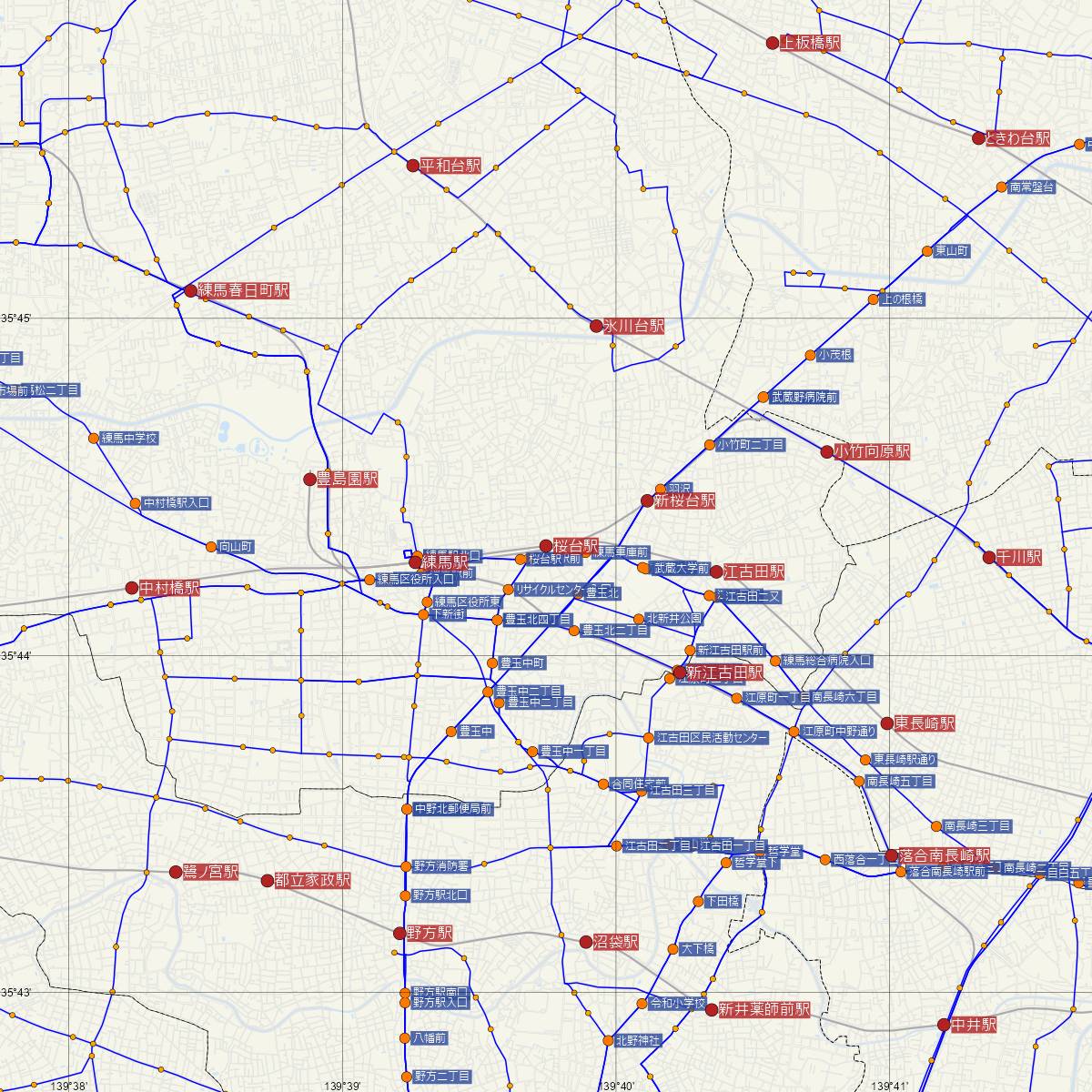 桜台駅（西武鉄道）周辺のバス路線図