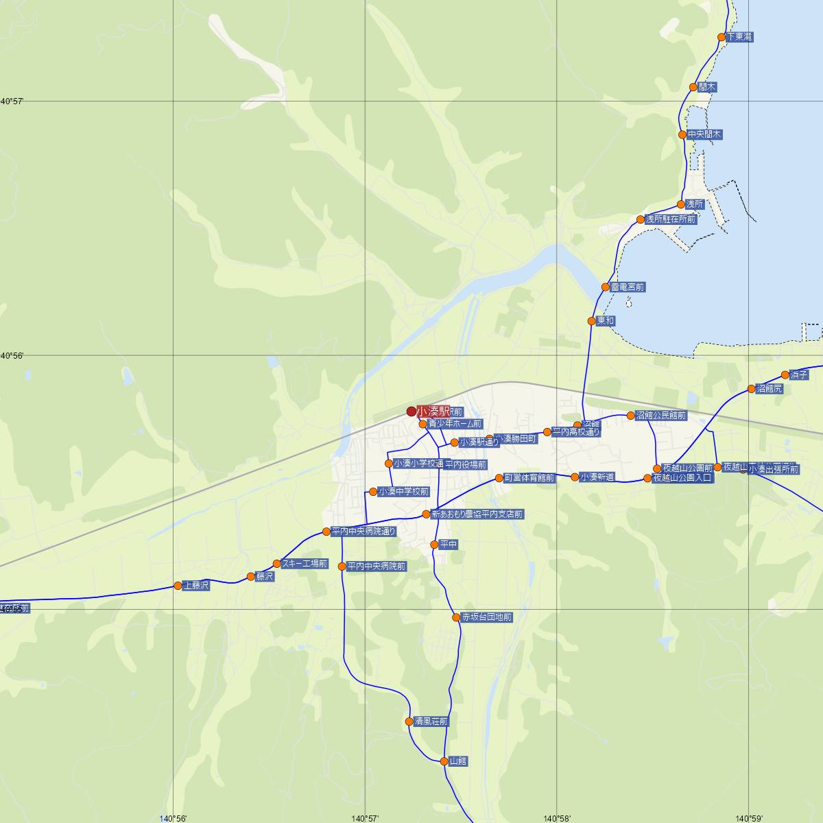 小湊駅（青い森鉄道）周辺のバス路線図
