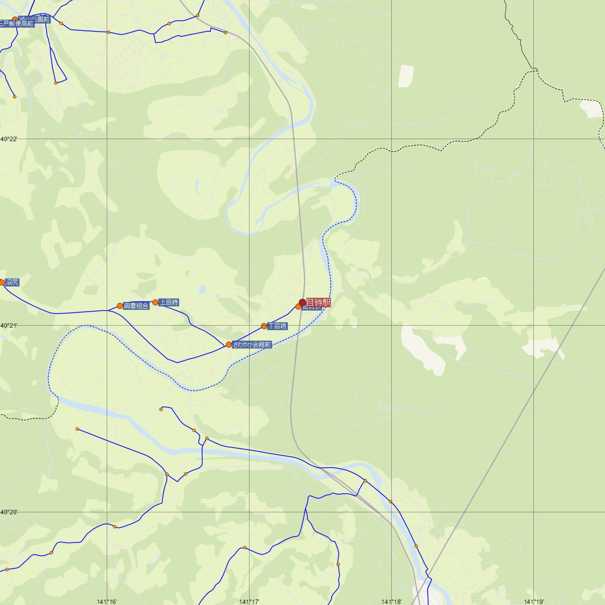 目時駅（青い森鉄道）周辺のバス路線図